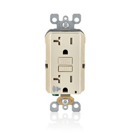Leviton GFTA2-T SmartlockPro Self-Test Slim GFCI with Audible Trip Alert, Wallplate Included, 20 Amp, Light Almond