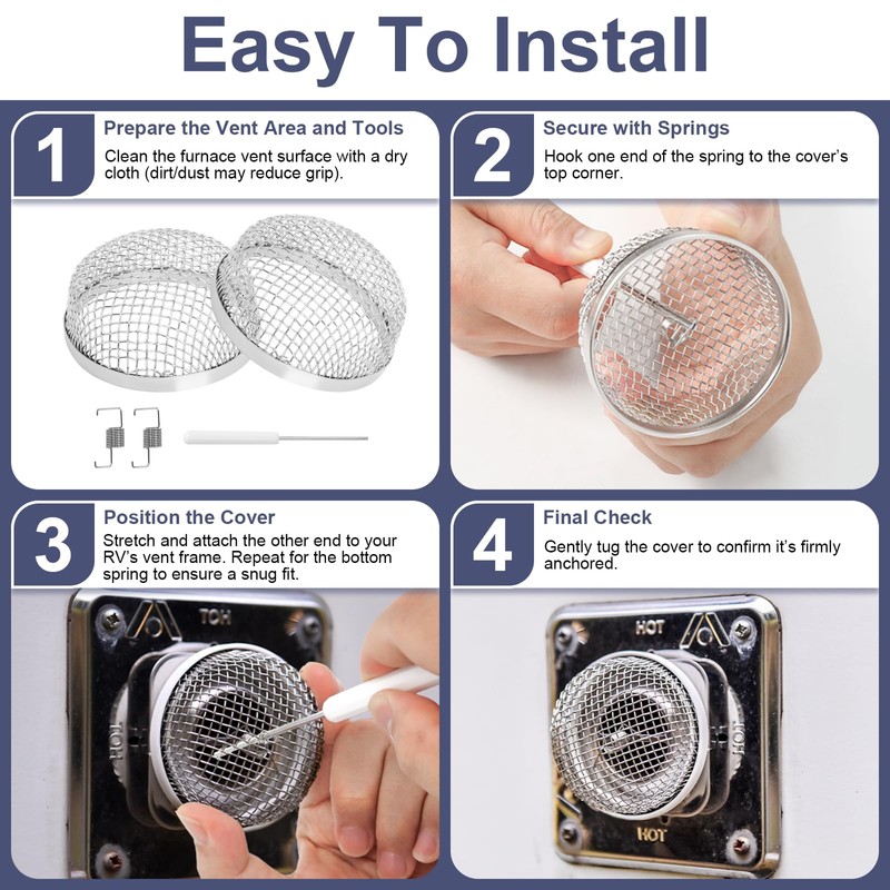 RV Furnace Vent Screen for Water Heater Vent Cover, RV