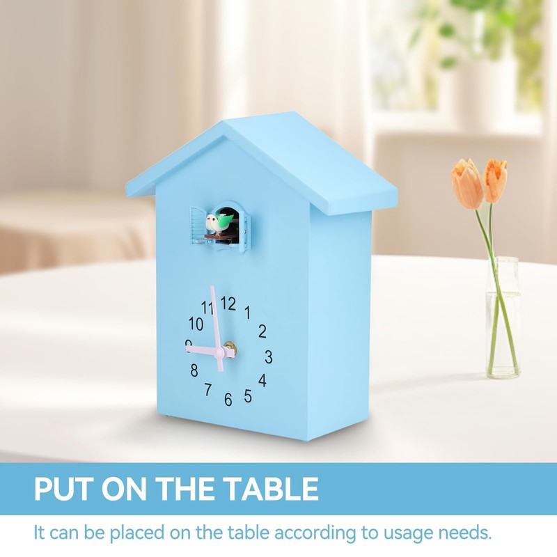 HERCHR Modern Cuckoo Clock, Birdhouse Blue Wall Clock, Cuckoo Clock