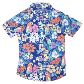 Tommy Bahama Boys Woven Button-Down Shirt, Woven Button Down Shirt for Boys (Blue Floral, Size 8)