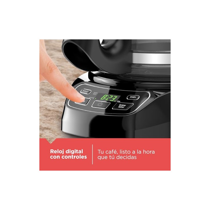 BlackDecker Cafetera Automatica con Panel Digital Programable,12 Tazas y Filtro