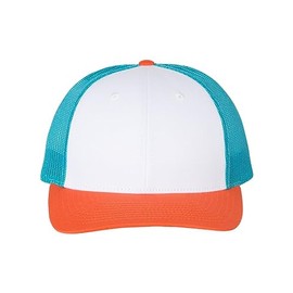 Richardson Low Pro Trucker Cap w/THP Hat Brush | M/L | White/Blue Hawaiin/Pale Orange