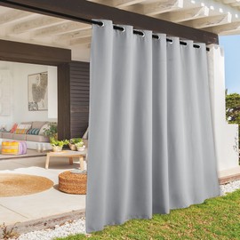 RYB HOME Extra Wide Outdoor Curtains, UV Blackout Waterproof Privacy Shades Blind for Patio Temporary Door Garage Carport Porch Gazebo Pergola Arbor Party, W 100 x L 90, 1 Panel, Light Grey