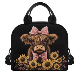POLERO Highland Cow Lunch Bag for Girls Cute Insulated Lunch Box Back to School Toddler Snacker Containers