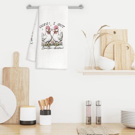 FOPENEM Funny Chicken Kitchen Towels, Chicken Lover Mom Lady Gifts Hand Towels for Bathroom Decor, Flower Farm Animal Chickens Dish Tea Towels for Kitchen Decor, 16x24 Inches