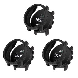 Case Compatible with Suunto 9 Peak / 9 Peak Pro Case Cover, Silicone Protective Case Anti-Scratch Bumper Coverage Shock-Proof Shell for Suunto 9 Peak Watch Case Accessories (3*Black)