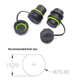 Hsupez Pack of 2 M20 Waterproof USB 3.0 Connector Female to Female, IP68 Waterproof, USB 3.0 Panel Mount Socket, USB Through Socket Adapter, USB 3.0 Panel Mount Coupler, USB Through Connection