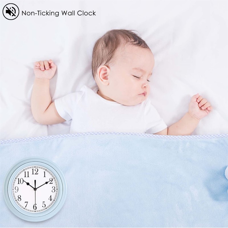 Topkey Silent Wall Clock Kitchen 9 Inch Retro Non-ticking Decorative