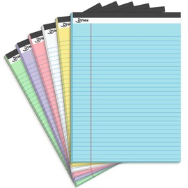 Dynta Note Pads Legal Pads 8.5 x 11 Colored Paper 6 Packs, Wide Ruled Notepad 45 Sheets/90 Pages Micro Perforated, Lined Notepads for Writing Note-taking Meeting, 6 Assorted Colors