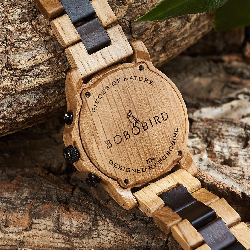 2win Wooden Watch for Men Luxury Chronograph Military Quartz Wrist