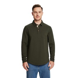 Polo Shirts for Men Long Sleeve Plain Pocket Classic Mens Casual Shirts