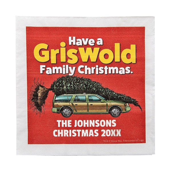 Fun Express Personalized National Lampoon’s Christmas Vacation Luncheon Napkins, Bulk