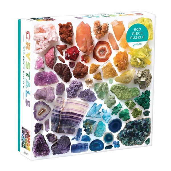 Galison Rainbow Crystals Jigsaw Puzzle, 500 Pieces, 20”x20” – Features an Array of Crystals and Gems in a Mesmerizing Rainbow of Color – Challenging, Perfect for Family Fun – Fun Indoor Activity