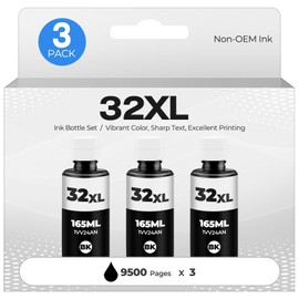 32XL Black Ink Bottle Set, Smart Tank 7602 5101 651 6001 5000 Ink Refill Compatible with HP 32XL Black Ink Bottle Set for Smart Tank 5101 7602 651 5000 5103 6001 7301 7302 7001 5102 7006 7002 Printer