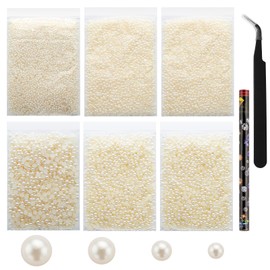 Duflash 20000 PCS Beige Flatback Pearls for Crafts,Multi Size 3 mm 4 mm 5 mm 6 mm Ivory Flatback Pearls Beads Larger Quantity Wholesale Round Pearls for Face Makeup,Crafts DIY,Nail Art