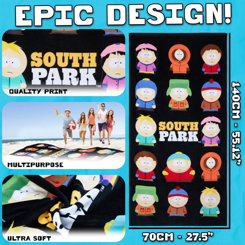 South Park Beach Towel for Adults Teens Soft Absorbent Bath