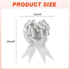 sourcing map 15pcs 5 Inch Large Pull Bow Big Gift Wrapping Bows Ribbon Silver for Wedding Car Baskets Presents Christmas Bow