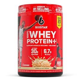 Six Star Whey Protein Powder Plus - Muscle Building & Recovery Formula with Whey Isolate Powder, BCAAs, 30g Protein, Immune Support - Post-Workout Sup
