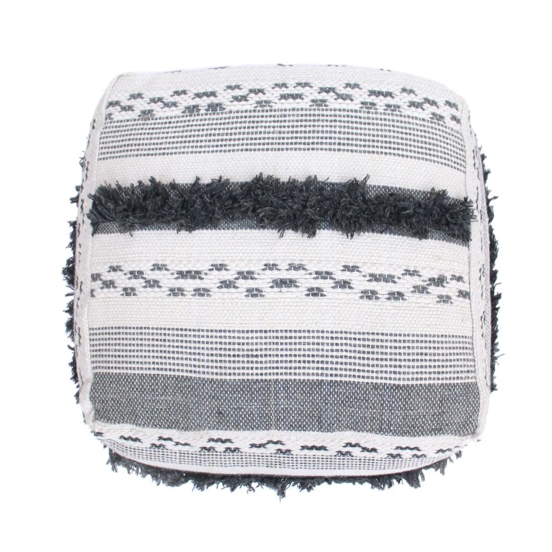 Karim Ivory Grey Faux Yarn Large Poufcolor: as Pic Color
