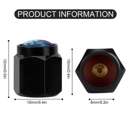 Muishi Full Moon Tire Valve Stem Caps, Aluminum Black Stem Tire Valve Caps Universal Stem Covers for Cars, SUVs, Trucks, Bikes, Motorcycles, Bicycles (4 Pack)