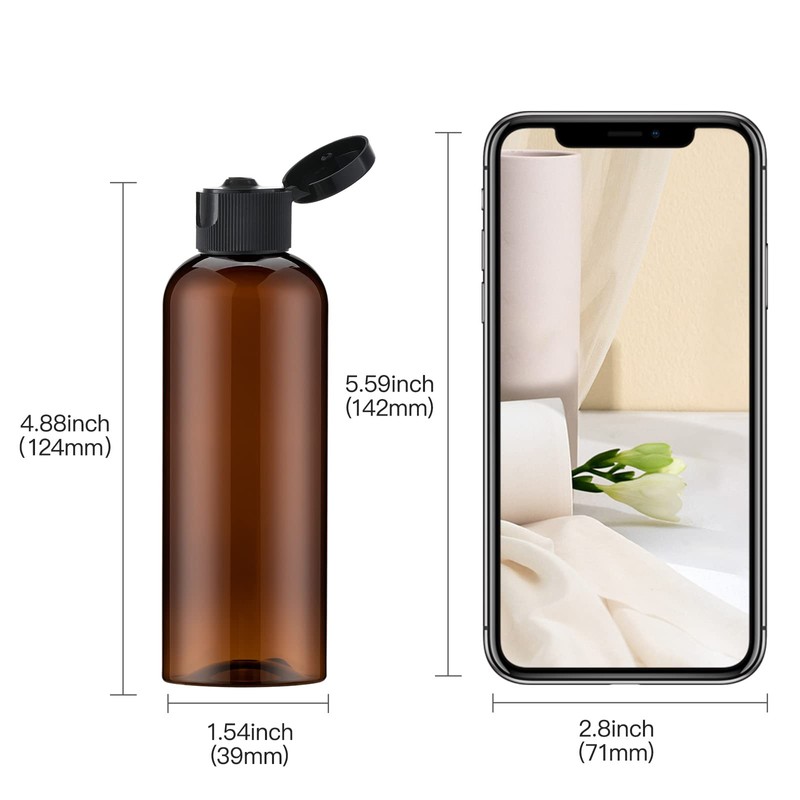 Toureal 100 ml Amber Travel Bottle Set with Flip Cap