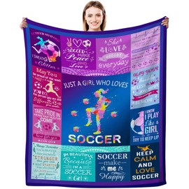 Soccer Blanket Gifts for Girls Women Ultra Soft Flannel Soccer Throw Blanket Soccer Lovers Gifts for Adults 60"x50"