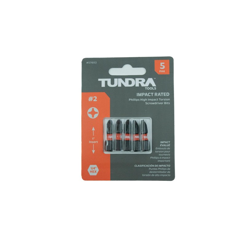 Tundra Tools #2 Impact Screwdriving Phillips Bits 57602, 5 pack,