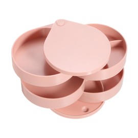 PATIKIL Rotating Jewelry Organizer, 4 Layer Small Jewelry Storage Box Travel Jewelry Case Holder with Lid for Women Bracelets Rings, Pink