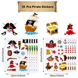 10 Sheets Pirate Stickers Fun Pirate Themed Stickers Assorted Pirate Decals for Pirate Birthday Party Favor Supplies