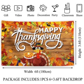 Thanksgiving Backdrop Turkey Pumpkin Banner Thankful Blessed Fall Autumn Harvest Decor Thanksgiving Decorations for Home Party
