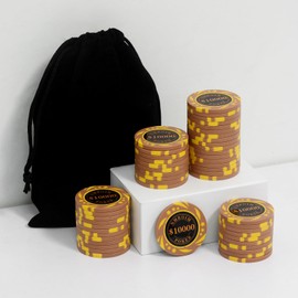 Nmroim 13.5 Grams Clay Poker Chips Casino Poker Chips Asy to Recognize Numbered Chips 40mm Large Chips, Pack of 50 Pieces ($10000)