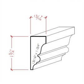 EWSC11 Solid Crown 1-3/4" High x 13/16" Deep Moulding. Unfinished, Red Oak, 42"