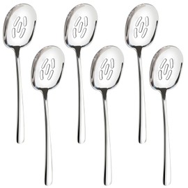Large Serving Spoons Slotted Spoon Set,11.4 inch Foodgrade 18/8 Stainless Steel Serving Spoons for Buffet,Silverware Set,Serving Utensils Set of 6 for Catering,Dishwasher Safe,Mirror Polished
