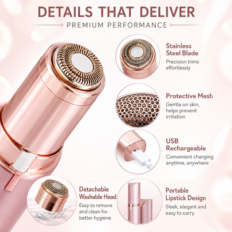 Lipstick Electric Facial Hair Remover for Women & Men –