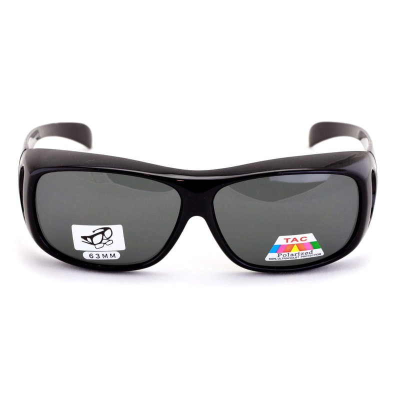 V.W.E. Polarized Fit Over Glasses Sunglasses 60mm Rectangular Frame Black