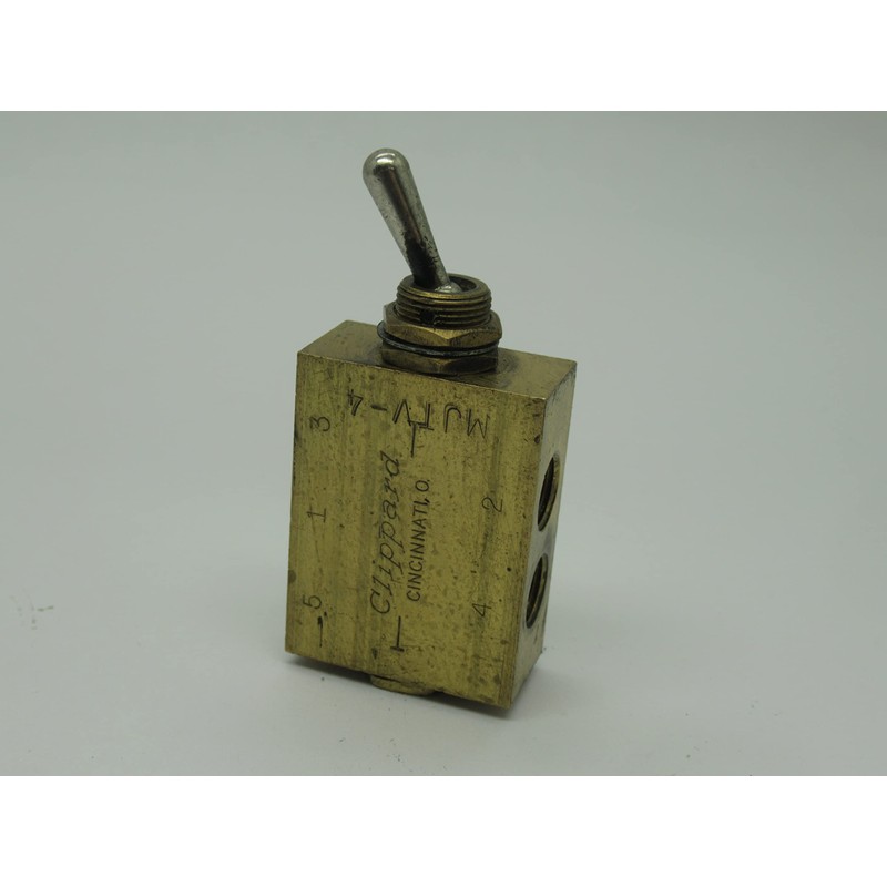 Clippard MJTV-4 4-Way Toggle Valve, Enp Steel Toggle, 1/8” NPT,
