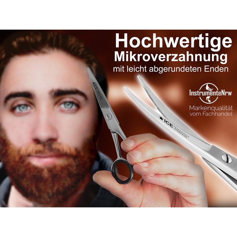 Curved Scissors, Hairdressing Scissors with Micro Teeth 13 cm Stainless Steel