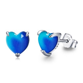 Heart Stud Earrings 925 Sterling Silver Heart 6mm Stud Earrings Hypoallergenic Heart Studs Jewelry Gift for Women