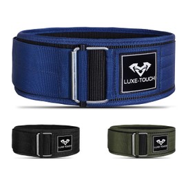 LUXE-TOUCH 4 Inches Nylon Weightlifting Belt with Quick-Release Buckle, Belt for Cross Working out, Bodybuilding, Power Lifting. Deadlift Training Belt, Adjustable Weight Lifting Spine Support for Unisex Adults (Blue, Small (27" - 31"))