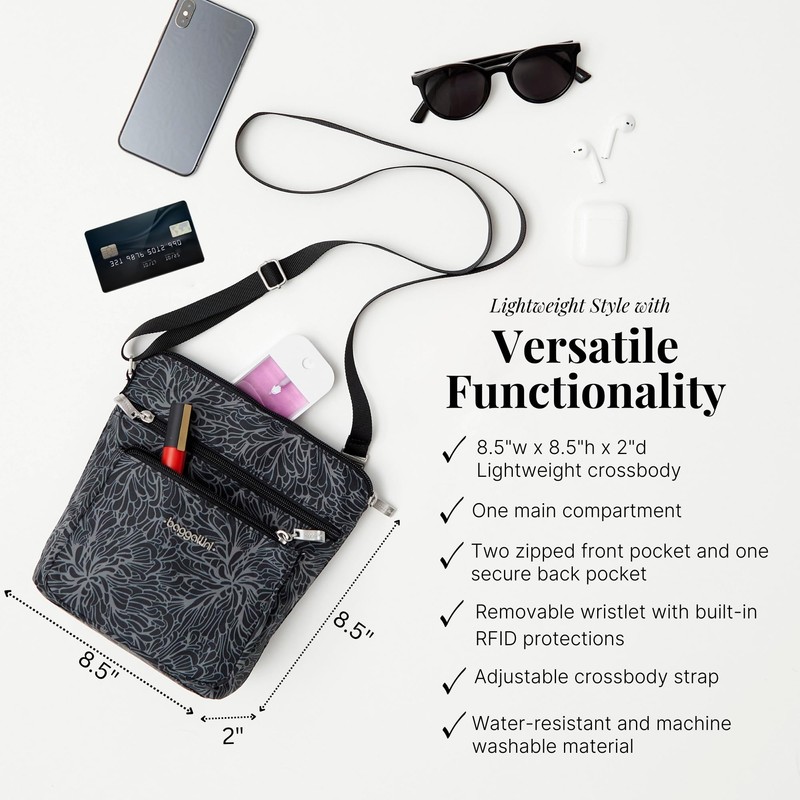 Baggallini - Bolsa cruzada, Adulto, unisex, Carbón, Talla única