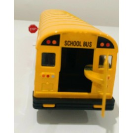 Unbranded Die Cast Metal Large School Bus Pullback Action Open Door  Movable Stop Sign 8.5