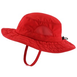 Connectyle Kids UPF 50+ Bucket Sun Hat UV Sun Protection Hats Wide Brim Summer Beach Hat Red