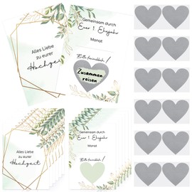 Dianelhall 12 Sets Scratch Cards Wedding Gift Together Through Your 1st Marriage Wedding Game for the Bride and Groom 12 Scratch Cards 12 Heart Stickers as Vouchers for Bride Groom