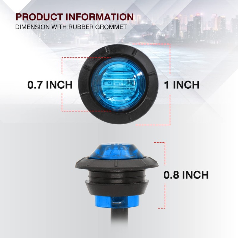 TMH 100 Pcs 3/4 Inch Round 3 LED Side Marker