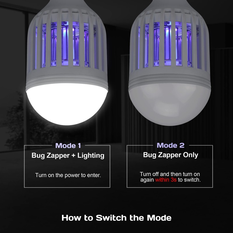 [2-Pack] BANPESTT Bug Zapper Light Bulb 2-in-1 Indoor Mosquito Zapper
