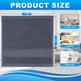 ZHAYAO 6 Pack 100% Cotton Wash Cloth, 12x12 Inch Highly Absorbent and Soft Feel Fingertip Towels, Machine Washable Washcloths for Bathroom, Gym, Hotel, Spa and Kitchen, Grey