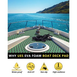 KT GuoMei 94.5"X43.31" Diamond Pattern EVA Self-Adhesive Boat Decking Boat Flooring Non-Skid mat for Decorate Yacht Pool etc (Diamond Patterns, Dark Grey and Green, 94.5"X43.31")