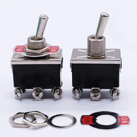 mxuteuk 3pcs Heavy Duty Rocker Toggle Switch 15A 250V DPDT ON/ON 6 Terminal 2 Position + 5pcs Metal Knob Cover Cap Waterproof,Ten-1321-5mz-B202