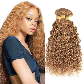 Blonde Bundles Human Hair 27 Water Wave Bundles Honey Blonde Human Hair Bundles 12 14 16 inch Blonde Wet and Wavy Bundles Honey Blonde Hair Weave