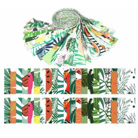 Soimoi 40Pcs Tropical Print Precut Fabrics Strips Roll Up 1.5x42inches Cotton Jelly Rolls for Quilting - Multicolor